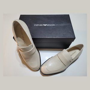 Emporio Armani Leather Loafers, EU 41, White